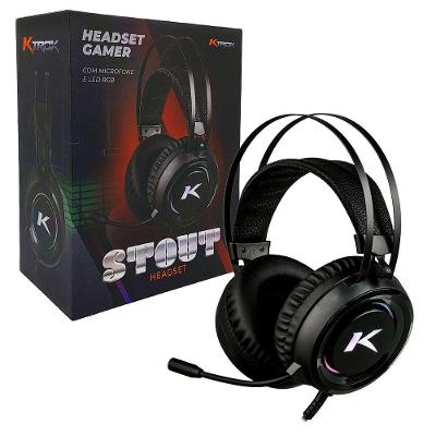 Headset Gamer Ktrok Stout, P2 + Usb + Adaptador P3, Rgb, Drivers 50mm, Preto