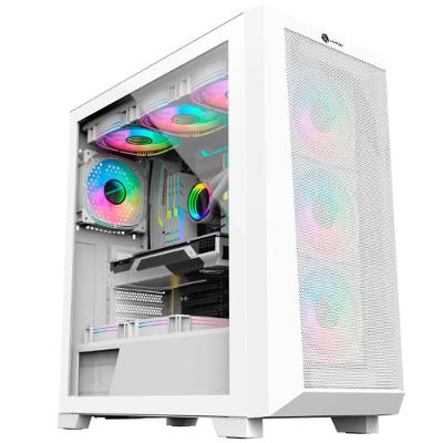 Gabinete Gamer Hayom Gb1780, Lateral Em Vidro Temperado, 4x Fans Rgb, Usb 3.0, Eatx, Branco