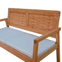 Sofá 2 Lugares-namoradeira Garden Madeira Maciça Assento Estofado Encosto Trançado Madeira - Natural Acquablock Bege - 3