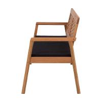 Sofá 2 Lugares-namoradeira Garden Madeira Maciça Assento Estofado Encosto Trançado Madeira - Natural Acquablock Preto - 5