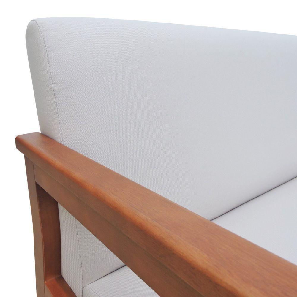 Sofá 2 Lugares-namoradeira Veneza Madeira Maciça Assento E Encosto Estofado - Amêndoa Linho Bege - 4