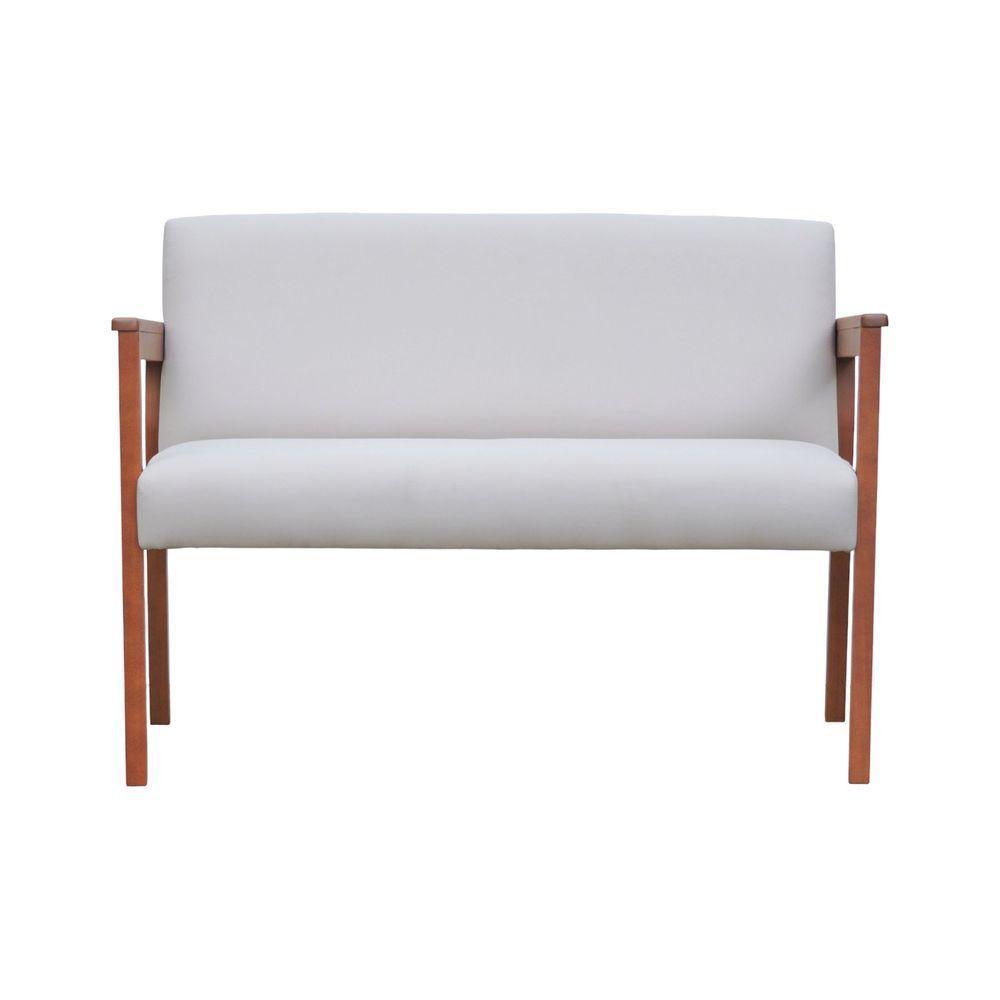 Sofá 2 Lugares-namoradeira Veneza Madeira Maciça Assento E Encosto Estofado - Amêndoa Linho Bege - 5