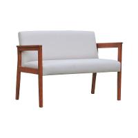 Sofá 2 Lugares-namoradeira Veneza Madeira Maciça Assento E Encosto Estofado - Amêndoa Linho Bege - 1