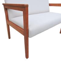 Sofá 2 Lugares-namoradeira Veneza Madeira Maciça Assento E Encosto Estofado - Amêndoa Linho Bege - 2