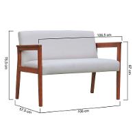 Sofá 2 Lugares-namoradeira Veneza Madeira Maciça Assento E Encosto Estofado - Amêndoa Linho Bege - 3