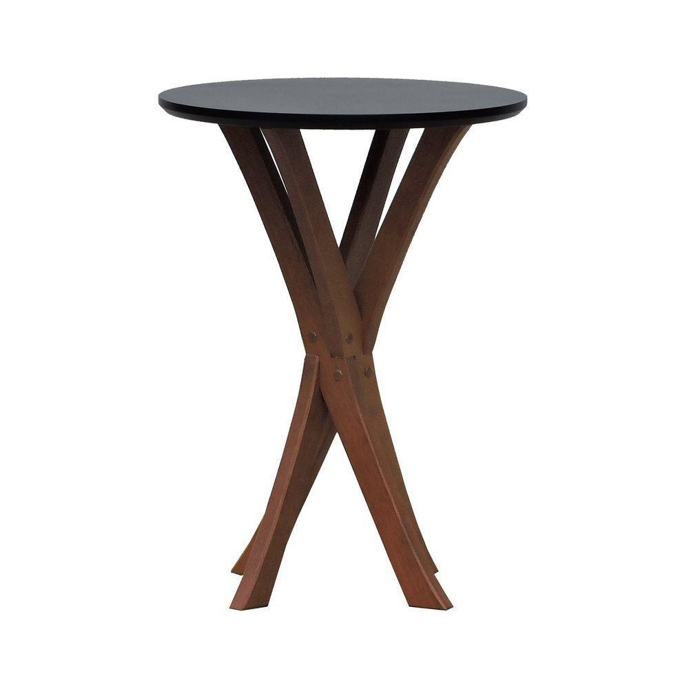 Mesa Lateral Tiê Tampo Redondo ø42 Amêndoa-preto - 1