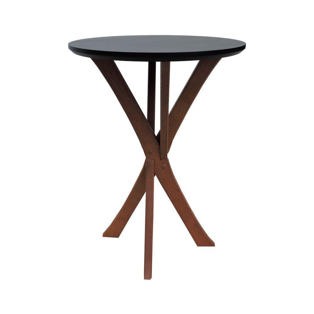 Mesa Lateral Tiê Tampo Redondo ø42 Amêndoa-preto - 2