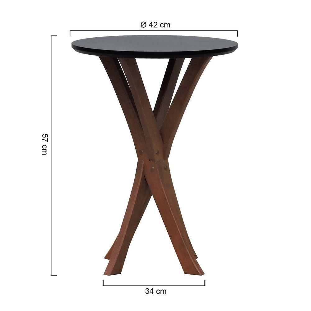 Mesa Lateral Tiê Tampo Redondo ø42 Amêndoa-preto - 3