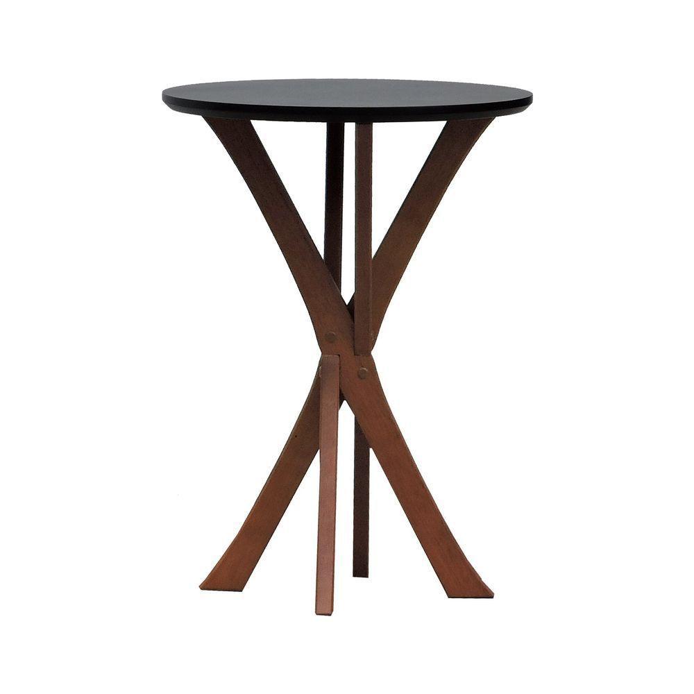 Mesa Lateral Tiê Tampo Redondo ø42 Amêndoa-preto - 4