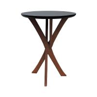 Mesa Lateral Tiê Tampo Redondo ø42 Amêndoa-preto - 2