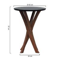 Mesa Lateral Tiê Tampo Redondo ø42 Amêndoa-preto - 3