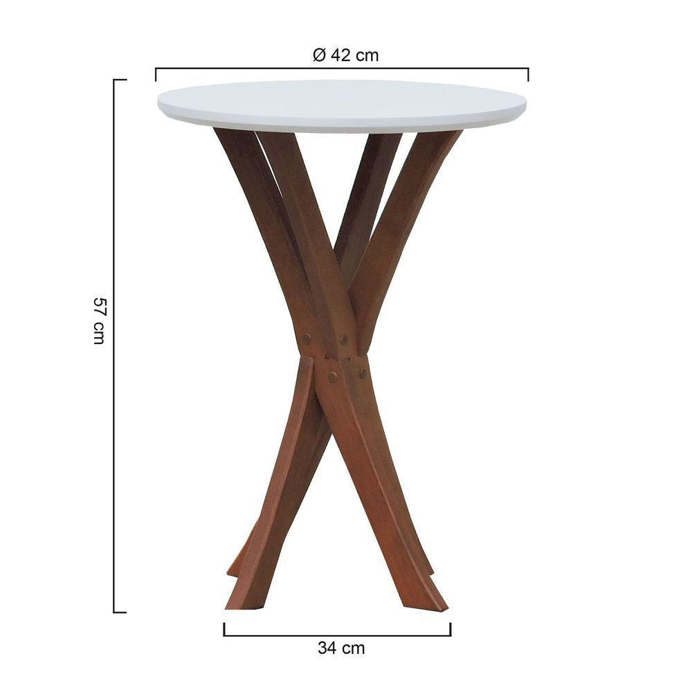 Mesa Lateral Tiê Tampo Redondo ø42 Amêndoa-branco - 2