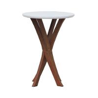 Mesa Lateral Tiê Tampo Redondo ø42 Amêndoa-branco - 1