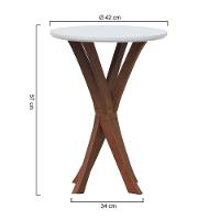 Mesa Lateral Tiê Tampo Redondo ø42 Amêndoa-branco - 2