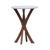 Mesa Lateral Tiê Tampo Redondo ø42 Amêndoa-branco - 3