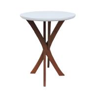 Mesa Lateral Tiê Tampo Redondo ø42 Amêndoa-branco - 4