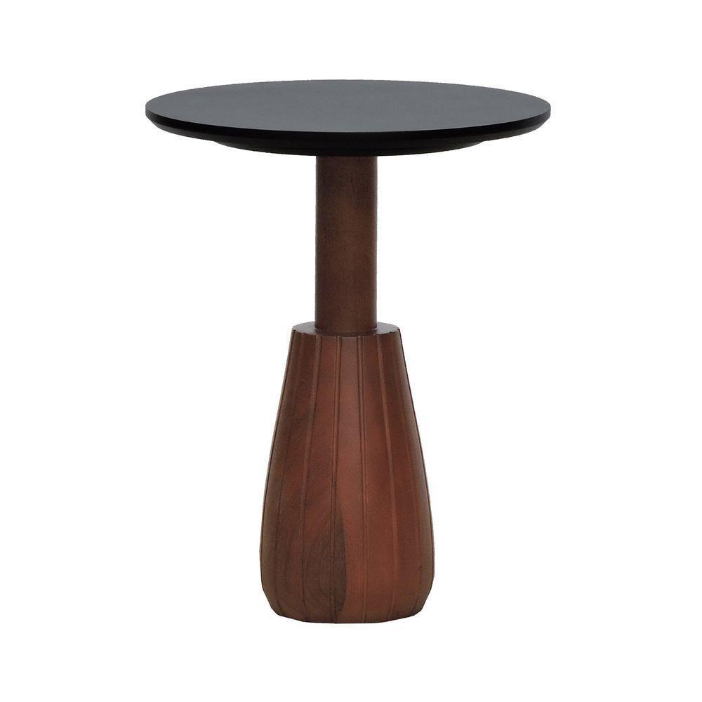 Mesa Lateral Torneada Tampo Redondo ø42 Amêndoa-preto - 1