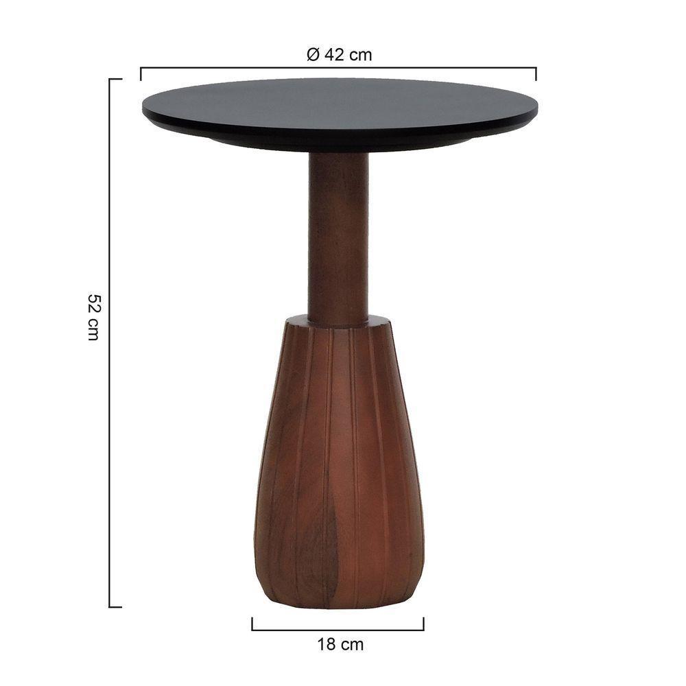 Mesa Lateral Torneada Tampo Redondo ø42 Amêndoa-preto - 3