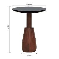 Mesa Lateral Torneada Tampo Redondo ø42 Amêndoa-preto - 3