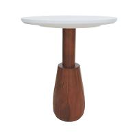 Mesa Lateral Torneada Tampo Redondo ø42 Amêndoa-branco - 2