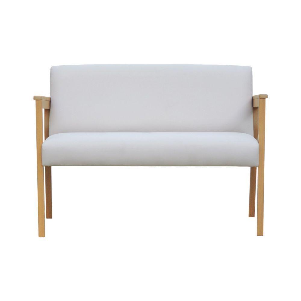 Sofá 2 Lugares-namoradeira Veneza Madeira Maciça Assento E Encosto Estofado - Natural Linho Bege - 3