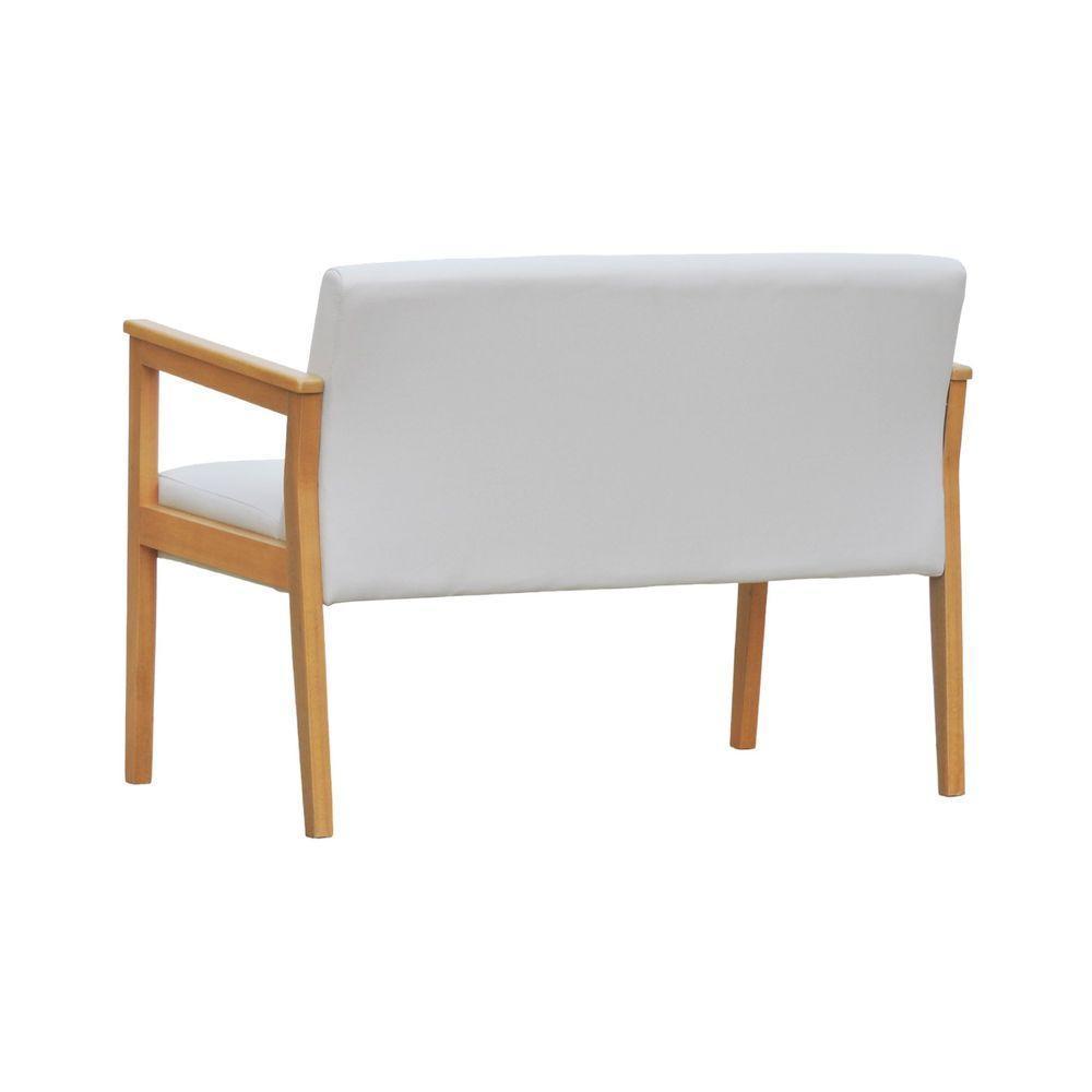 Sofá 2 Lugares-namoradeira Veneza Madeira Maciça Assento E Encosto Estofado - Natural Linho Bege - 4