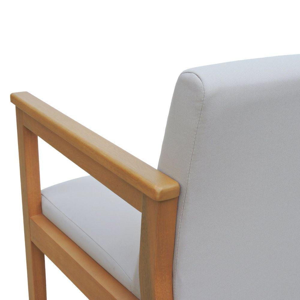 Sofá 2 Lugares-namoradeira Veneza Madeira Maciça Assento E Encosto Estofado - Natural Linho Bege - 7