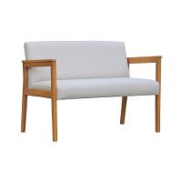 Sofá 2 Lugares-namoradeira Veneza Madeira Maciça Assento E Encosto Estofado - Natural Linho Bege - 1