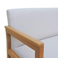 Sofá 2 Lugares-namoradeira Veneza Madeira Maciça Assento E Encosto Estofado - Natural Linho Bege - 2