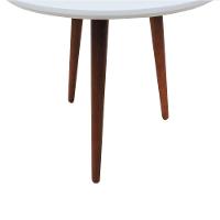 Mesa Lateral Tripé Tampo Mdf E Pés Madeira Eucalipto Maciço - Amêndoa Branco - 3