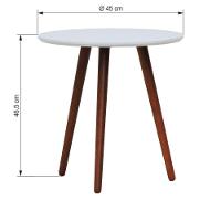 Mesa Lateral Tripé Tampo Mdf E Pés Madeira Eucalipto Maciço - Amêndoa Branco - 6