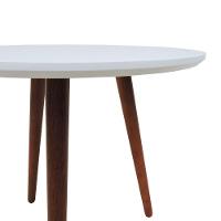 Mesa Lateral Tripé Tampo Mdf E Pés Madeira Eucalipto Maciço - Amêndoa Branco - 7