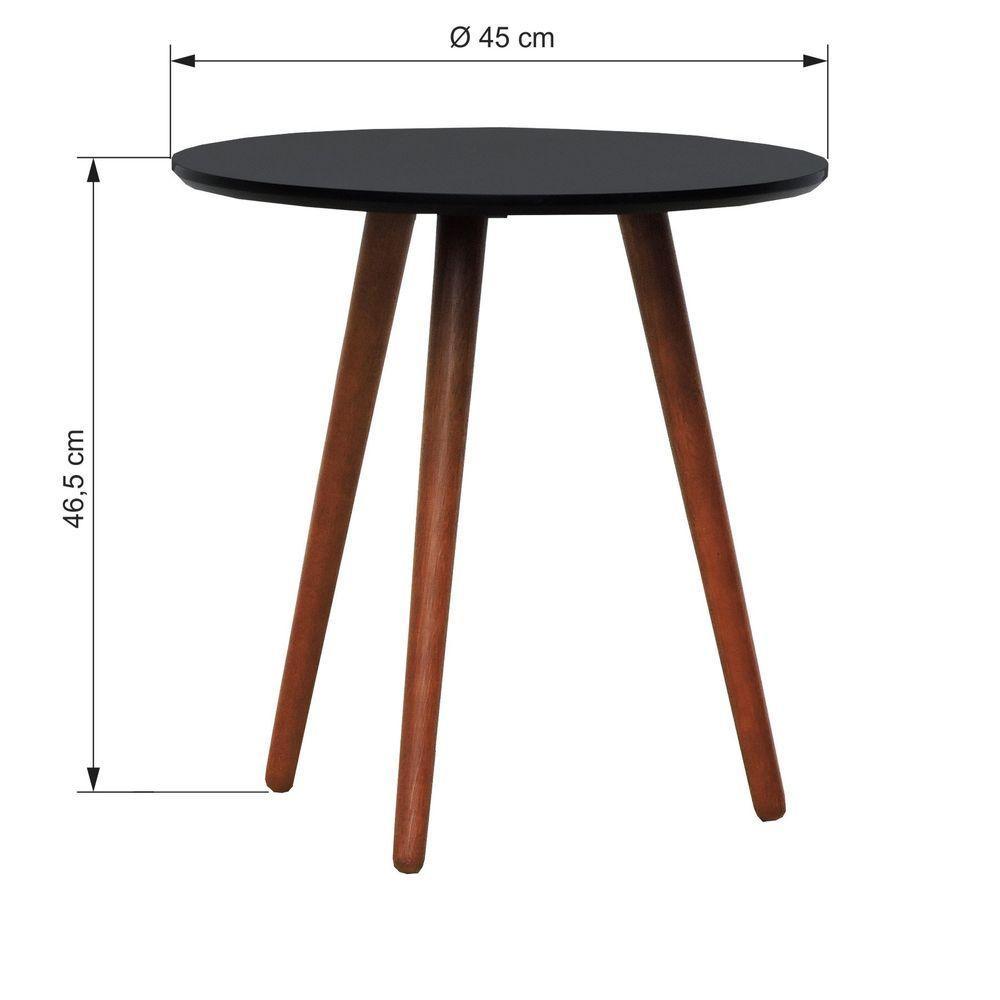 Mesa Lateral Tripé Tampo Mdf E Pés Madeira Eucalipto Maciço - Amêndoa Preto - 4
