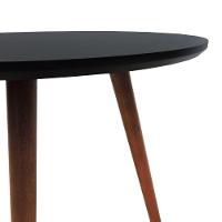 Mesa Lateral Tripé Tampo Mdf E Pés Madeira Eucalipto Maciço - Amêndoa Preto - 3