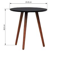 Mesa Lateral Tripé Tampo Mdf E Pés Madeira Eucalipto Maciço - Amêndoa Preto