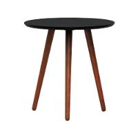 Mesa Lateral Tripé Tampo Mdf E Pés Madeira Eucalipto Maciço - Amêndoa Preto - 6