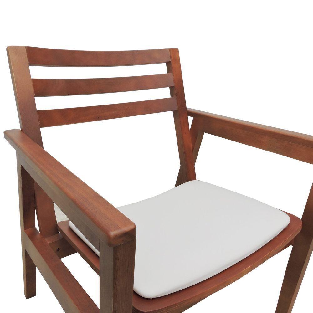 Poltrona Cairo Madeira Maciça Encosto Ripado Assento Anatômico - Amêndoa Estofado Corano Bege - 7