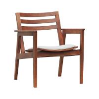 Poltrona Cairo Madeira Maciça Encosto Ripado Assento Anatômico - Amêndoa Estofado Corano Bege - 1