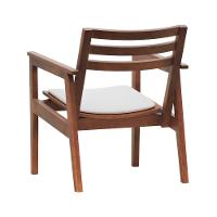 Poltrona Cairo Madeira Maciça Encosto Ripado Assento Anatômico - Amêndoa Estofado Corano Bege - 2