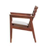 Poltrona Cairo Madeira Maciça Encosto Ripado Assento Anatômico - Amêndoa Estofado Corano Bege - 6