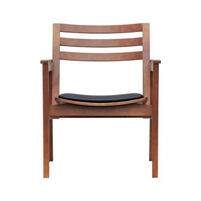 Poltrona Cairo Madeira Maciça Encosto Ripado Assento Anatômico - Amêndoa Estofado Corano Preto