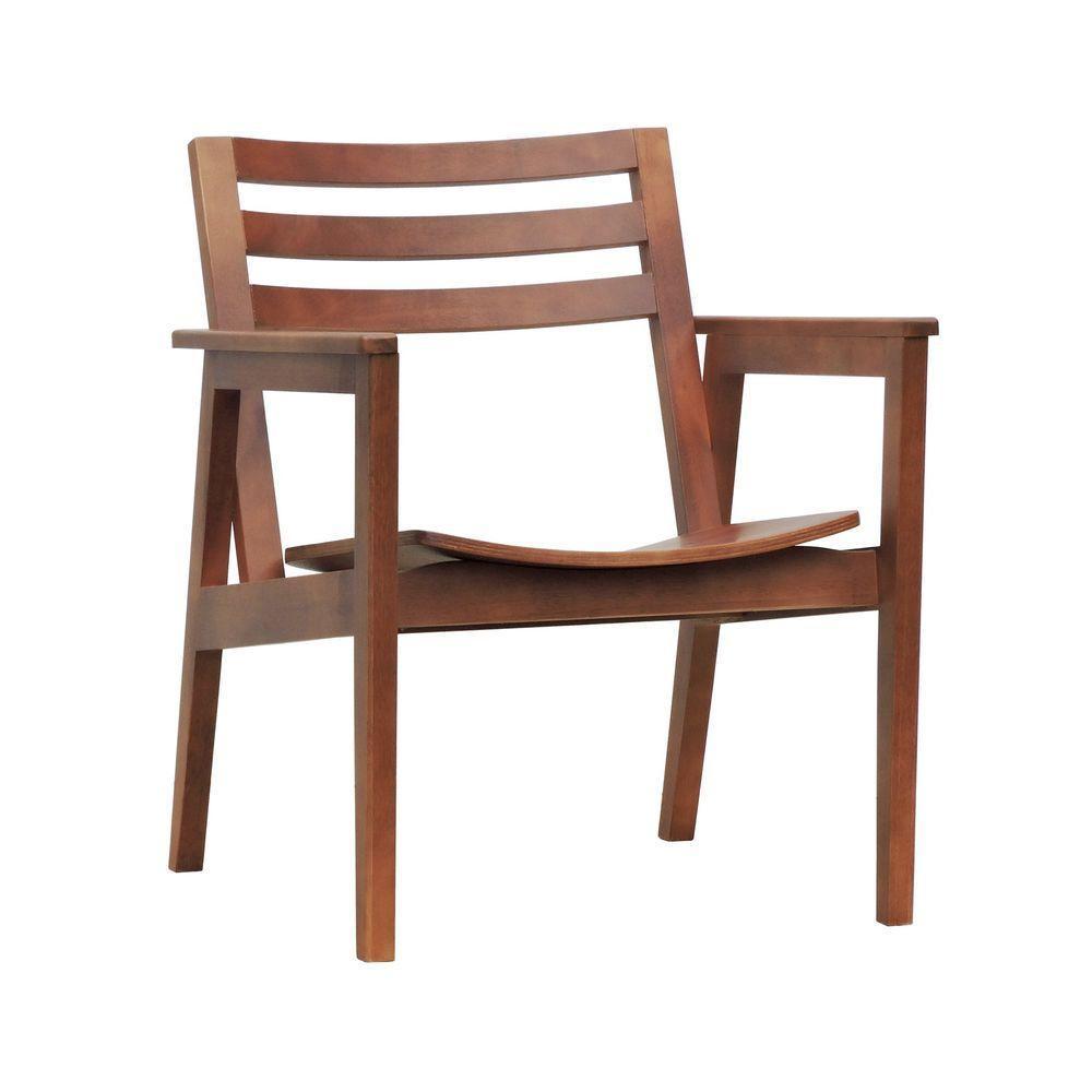 Poltrona Cairo Madeira Maciça Encosto Ripado Assento Anatômico - Amêndoa Madeira - 1