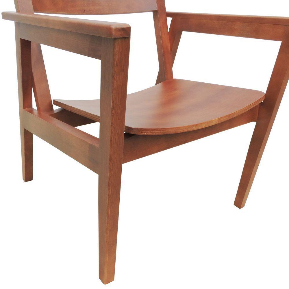 Poltrona Cairo Madeira Maciça Encosto Ripado Assento Anatômico - Amêndoa Madeira - 4