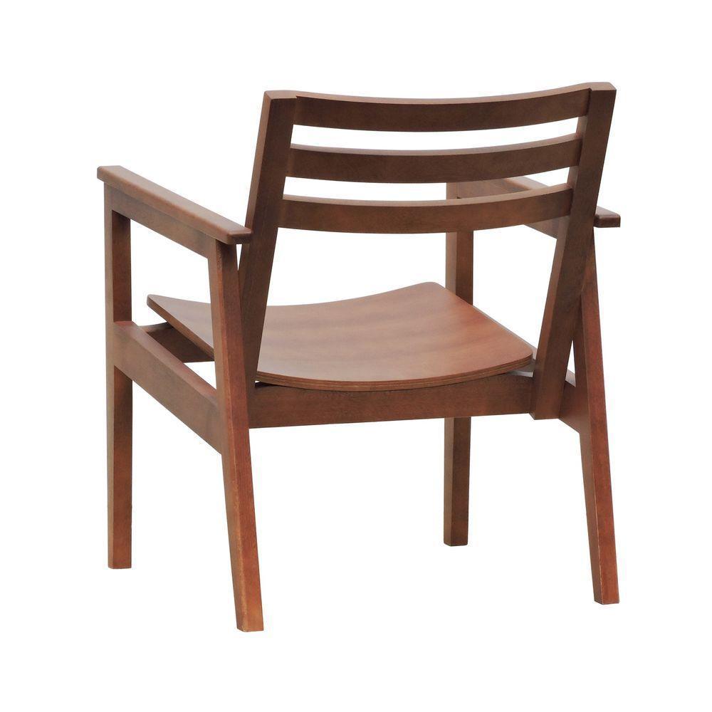 Poltrona Cairo Madeira Maciça Encosto Ripado Assento Anatômico - Amêndoa Madeira - 6