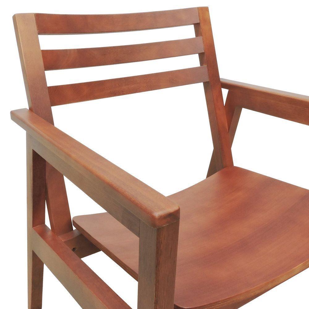 Poltrona Cairo Madeira Maciça Encosto Ripado Assento Anatômico - Amêndoa Madeira - 7