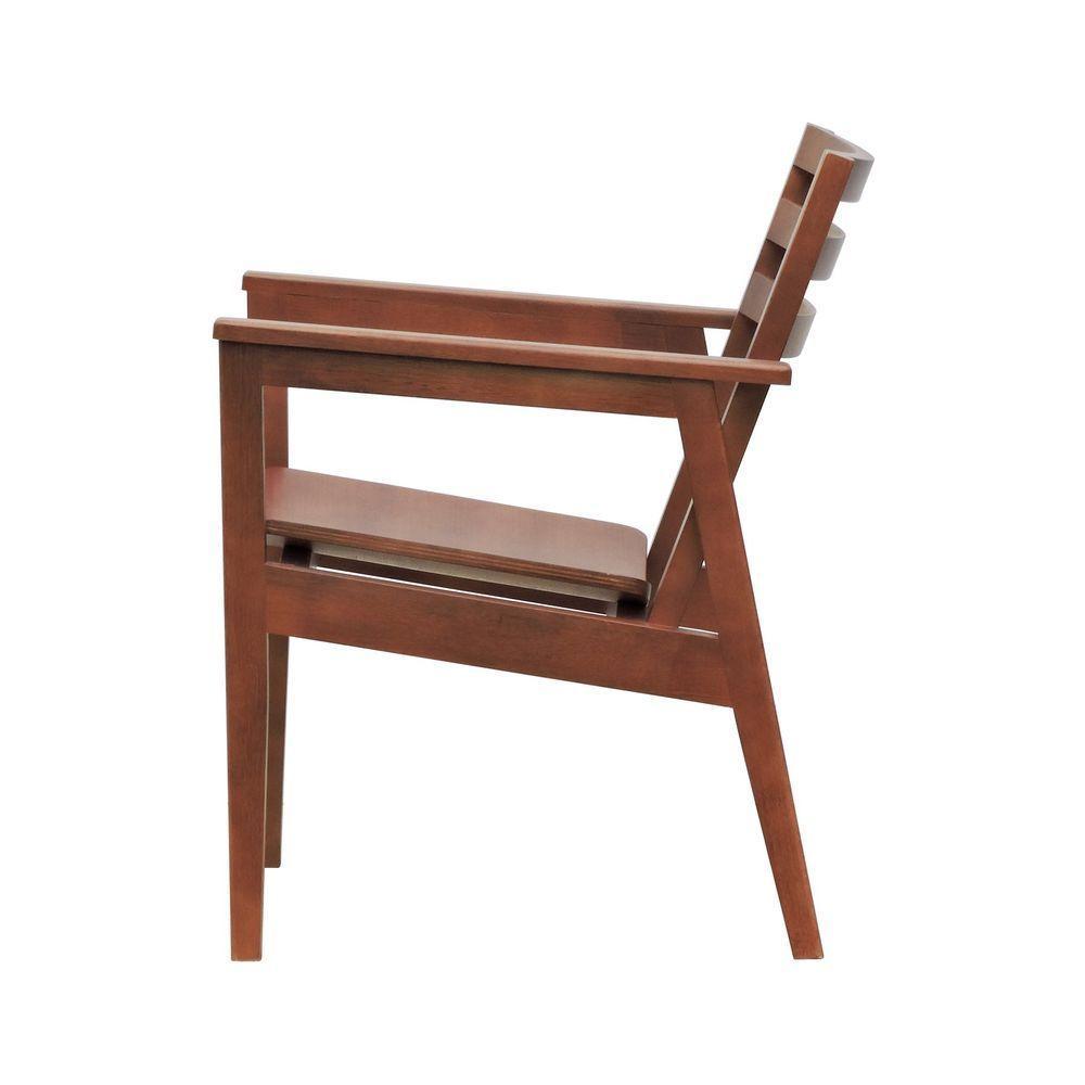 Poltrona Cairo Madeira Maciça Encosto Ripado Assento Anatômico - Amêndoa Madeira - 8