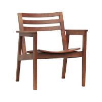 Poltrona Cairo Madeira Maciça Encosto Ripado Assento Anatômico - Amêndoa Madeira - 1