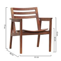 Poltrona Cairo Madeira Maciça Encosto Ripado Assento Anatômico - Amêndoa Madeira - 2