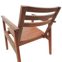 Poltrona Cairo Madeira Maciça Encosto Ripado Assento Anatômico - Amêndoa Madeira - 3