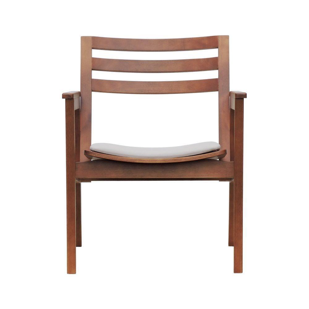 Poltrona Cairo Madeira Maciça Encosto Ripado Assento Anatômico - Amêndoa Estofado Linho Bege - 6